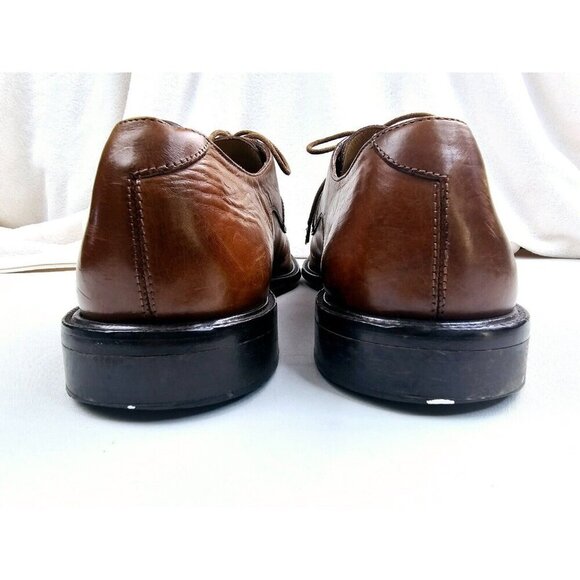 Johnston Murphy Size 11M Mens Brown Leather Low Lace Split Toe Dress Shoes Italy - Picture 13 of 13